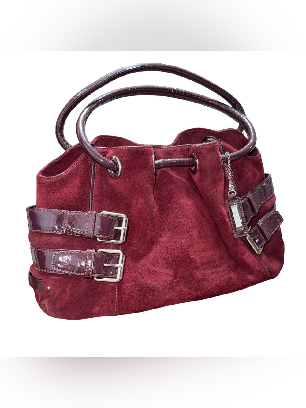 Cole Haan • Merlot Suede & Patent Leather Y2K Hobo Shoulder Bag